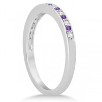 Amethyst & Diamond Wedding Ring Band Platinum 0.29ct