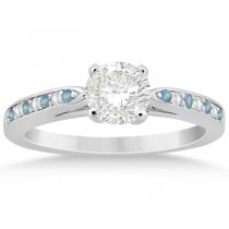 Aquamarine & Diamond Engagement Ring 18k White Gold 0.26ct