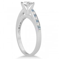 Aquamarine & Diamond Engagement Ring 18k White Gold 0.26ct