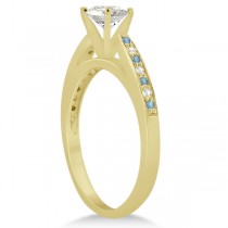 Aquamarine & Diamond Engagement Ring 18k Yellow Gold 0.26ct