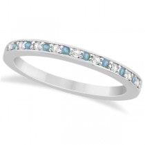 Aquamarine & Diamond Engagement Ring Set 18k White Gold (0.55ct)