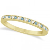 Aquamarine & Diamond Wedding Band 18k Yellow Gold 0.29ct