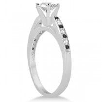Black & White Diamond Engagement Ring 14k White Gold 0.26ct