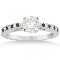 Black & White Diamond Engagement Ring 18k White Gold 0.26ct