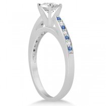 Blue Topaz & Diamond Engagement Ring 14k White Gold 0.26ct
