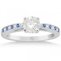 Blue Topaz & Diamond Engagement Ring Set 14k White Gold (0.55ct)
