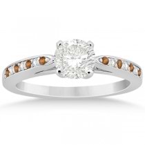 Citrine & Diamond Engagement Ring 18k White Gold 0.26ct
