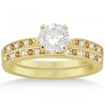 Citrine & Diamond Engagement Ring Set 18k Yellow Gold (0.55ct)