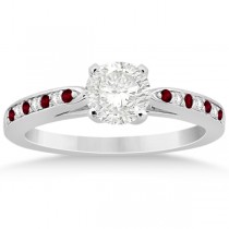 Garnet & Diamond Engagement Ring 14k White Gold 0.26ct