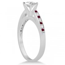 Garnet & Diamond Engagement Ring 14k White Gold 0.26ct