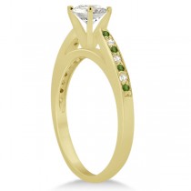 Peridot & Diamond Engagement Ring 18k Yellow Gold 0.26ct