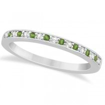 Peridot & Diamond Engagement Ring Set 18k White Gold (0.55ct)