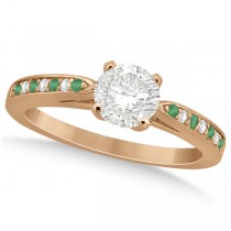 Cathedral Green Emerald Diamond Engagement Ring 14k Rose Gold 0.22ct