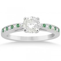 Cathedral Green Emerald Diamond Engagement Ring 14k White Gold 0.22ct