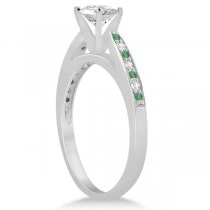 Cathedral Green Emerald Diamond Engagement Ring 14k White Gold 0.22ct