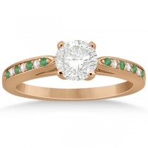 Cathedral Green Emerald Diamond Engagement Ring 18k Rose Gold 0.22ct