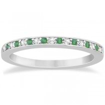 Semi-Eternity Emerald & Diamond Ring 14k White Gold (0.25ct)