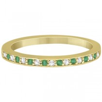 Semi-Eternity Emerald & Diamond Wedding Band 14k Yellow Gold (0.25ct)