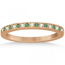 Semi-Eternity Emerald & Diamond Wedding Band 18k Rose Gold (0.25ct)