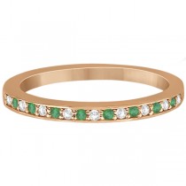 Semi-Eternity Emerald & Diamond Wedding Band 18k Rose Gold (0.25ct)