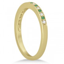 Semi-Eternity Emerald & Diamond Wedding Band 18k Yellow Gold (0.25ct)