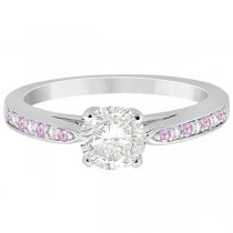 Cathedral Pink Sapphire Diamond Engagement Ring 14k White Gold (0.26ct)