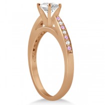 Cathedral Pink Sapphire Diamond Engagement Ring 18k Rose Gold (0.26ct)
