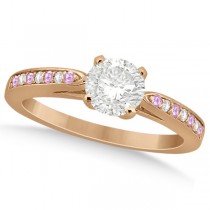 Cathedral Pink Sapphire Diamond Engagement Ring 18k Rose Gold (0.26ct)