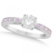 Cathedral Pink Sapphire Diamond Engagement Ring 18k White Gold (0.26ct)