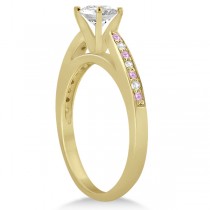 Cathedral Pink Sapphire Diamond Engagement Ring 18k Yellow Gold (0.26ct)