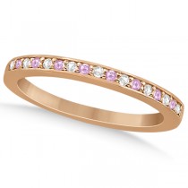 Pink Sapphire & Diamond Engagement Ring Set 14k Rose Gold (0.55ct)