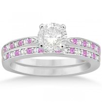 Pink Sapphire & Diamond Engagement Ring Set Palladium (0.55ct)