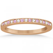 Pave-Set Pink Sapphire & Diamond Wedding Band 14k Rose Gold (0.29ct)
