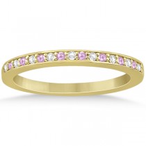 Pave-Set Pink Sapphire & Diamond Wedding Band 14k Yellow Gold (0.29ct)