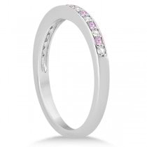 Pave-Set Pink Sapphire & Diamond Wedding Band 18k White Gold (0.29ct)