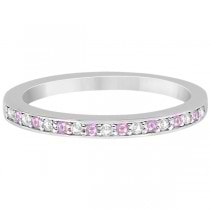Pave-Set Pink Sapphire & Diamond Wedding Band 18k White Gold (0.29ct)