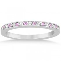 Pave-Set Pink Sapphire & Diamond Wedding Band Platinum (0.29ct)
