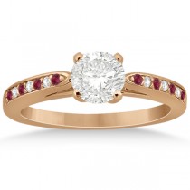 Cathedral Diamond & Ruby Engagement Ring 14k Rose Gold 0.22ct