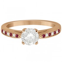 Cathedral Diamond & Ruby Engagement Ring 14k Rose Gold 0.22ct