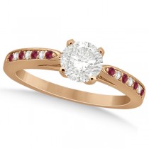 Cathedral Diamond & Ruby Engagement Ring 18k Rose Gold 0.22ct