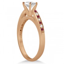 Ruby & Diamond Engagement Ring Bridal Set 18k Rose Gold (0.47ct)