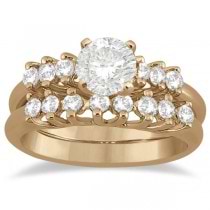 Seven Stone Diamond Bridal Set Ring and Band 14K Rose Gold (0.42ct)