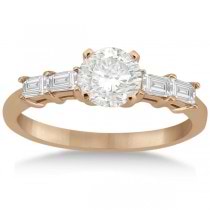 Five Stone Diamond Baguette Engagement Ring 14K Rose Gold (0.36ct)
