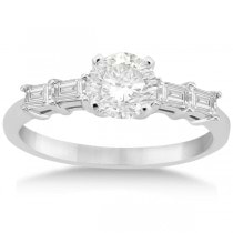 Five Stone Diamond Baguette Engagement Ring 14K White Gold (0.36ct)