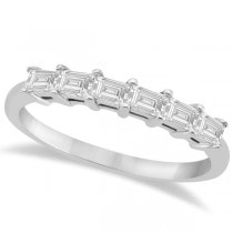 Baguette Diamond Engagement Ring & Wedding Band 18K White Gold (0.90ct)