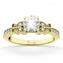 Butterfly Diamond Engagement Ring Setting 14k Yellow Gold (0.20ct)
