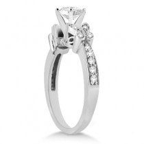 Heart Diamond Butterfly Design Engagement Ring 14k White Gold (0.50ct)