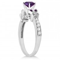 Butterfly Alexandrite & Diamond Engagement Ring 18K White Gold .88ct