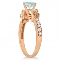 Preset Butterfly Aquamarine & Diamond Bridal Set 14k Rose Gold 0.95ct