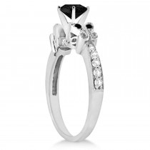 Butterfly Black and White Diamond Engagement Ring 18K White Gold (1.42ct)